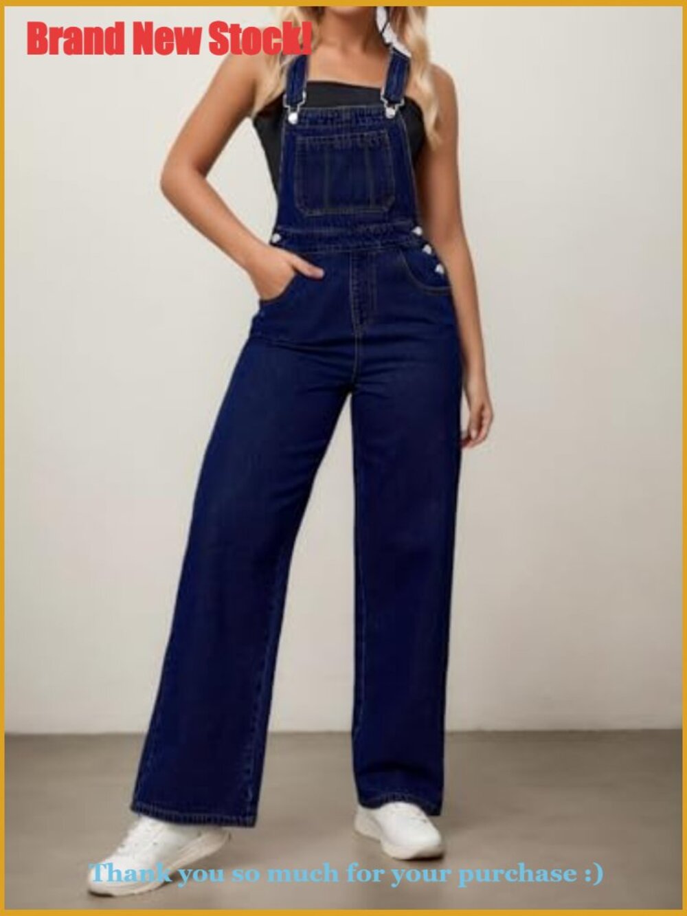 Denim Overalls with Adjustable Straps, Wide Leg Jumpsuit Pants